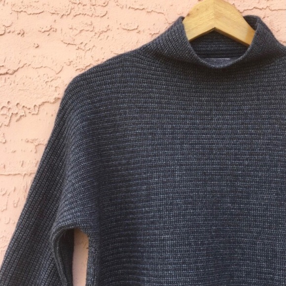 BENEDETTA B. Wool/Cashmere Blend Mock Neck Blue Sweater - Picture 3 of 14